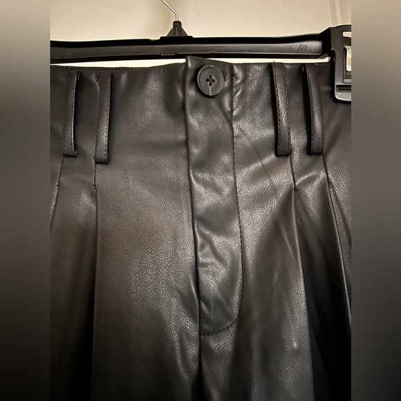 Wide Leg Leather Pants - Picture 2 of 4